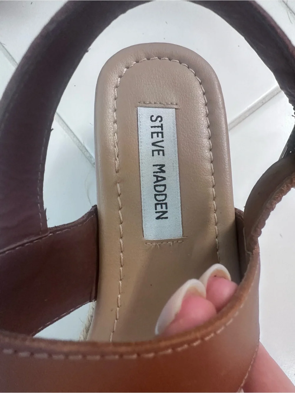 Steve Madden Brown Leather Espadrille Platform Sandals